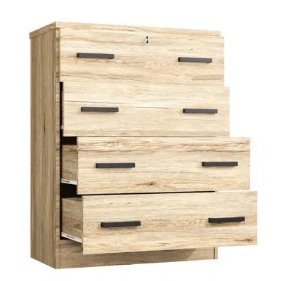 Woodpeckers Furniture And Mattress 4 Drawers Chest In Natural Oak Color