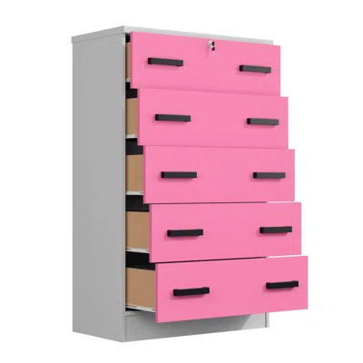 Woodpeckers Furniture And Mattress 5 Drawer Chest Wooden Dresser With Lock In Multi Color