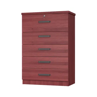 Woodpeckers Furniture And Mattress 5 Drawers Chest With Top Deep Drawer & Large Drawers In Red