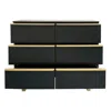 Woodpeckers Furniture And Mattress 6-drawer Dresser In Mdf Wood With Gold Metal Legs And Handles In Black Color