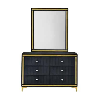 Woodpeckers Furniture And Mattress 6 Drawer Dresser With Gold Legs And Trim - Fully -assembled And Ready To Use