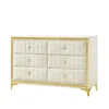 Woodpeckers Furniture And Mattress 6 Drawer Dresser With Gold Legs And Trim - Fully -assembled And Ready To Use