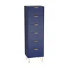 Woodpeckers Furniture And Mattress 6-drawer Lingerie Chest With Gold Metal Legs And Handles In Blue Color