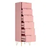 Woodpeckers Furniture And Mattress 6-drawer Lingerie Chest With Gold Metal Legs And Handles In Pink Color In Pink