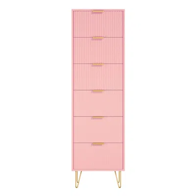 Woodpeckers Furniture And Mattress 6-drawer Lingerie Chest With Gold Metal Legs And Handles (pink)