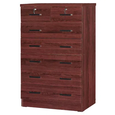 Woodpeckers Furniture And Mattress 7 Drawer Chest Wooden Dresser With Lock (mahogany) In Brown