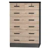 Woodpeckers Furniture And Mattress 7 Drawer Chest Wooden Dresser With Lock (natural Oak + Dark Gray)