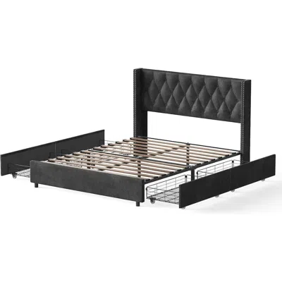 Woodpeckers Furniture And Mattress Amelia 4-drawer Velvet Platform Bed