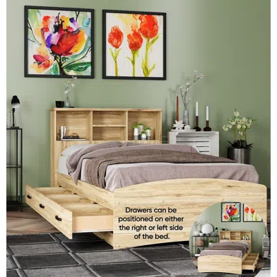 Woodpeckers Furniture And Mattress Captain Paltform Bed With 3 Drawers And Bookcase Headboard
