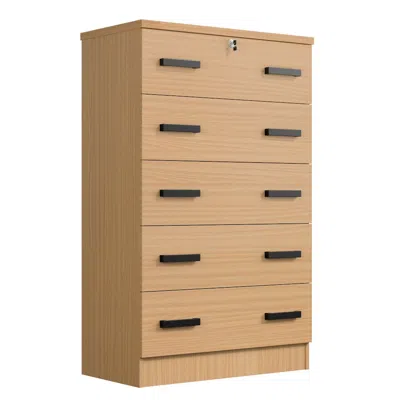 Woodpeckers Furniture And Mattress Cindy 5 Drawer Chest Wooden Dresser With Lock (beech) In Brown
