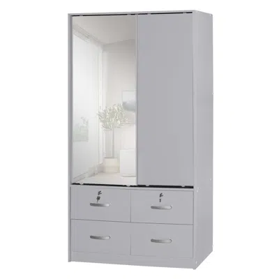 Woodpeckers Furniture And Mattress Double Sliding Door Wardrobe With Mirror