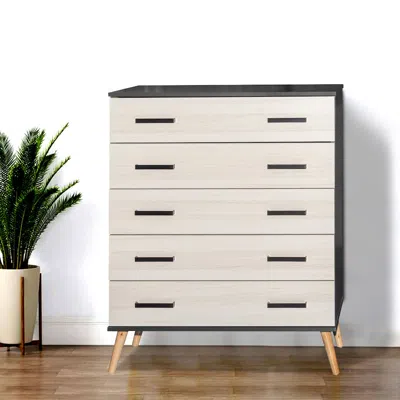 Woodpeckers Furniture And Mattress Eli Mid-century Modern 5 Drawer Chest In White
