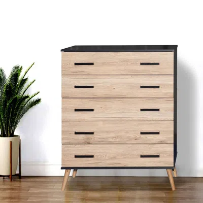 Woodpeckers Furniture And Mattress Eli Mid-century Modern 5 Drawer Chest In Neutral