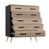 Woodpeckers Furniture And Mattress Eli Mid-century Modern 5 Drawer Chest In Black &sonoma Oak Color