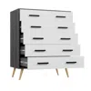 Woodpeckers Furniture And Mattress Eli Mid-century Modern 5 Drawer Chest In Charcoal Oak & Silver Oak Color