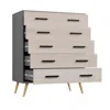 Woodpeckers Furniture And Mattress Eli Mid-century Modern 5 Drawer Chest In Dark Gray & Honey Oak Color