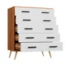 Woodpeckers Furniture And Mattress Eli Mid-century Modern 5 Drawer Chest In Walnut & White Color