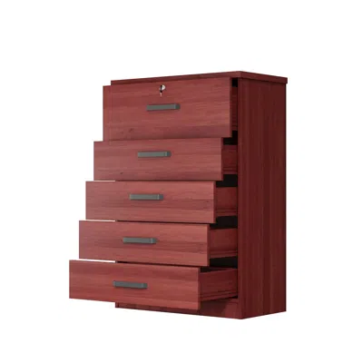 Woodpeckers Furniture And Mattress Jumbo 5 Drawers Chest In Mahogany Color