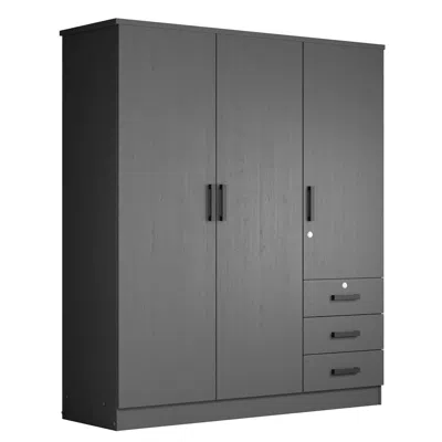 Woodpeckers Furniture And Mattress Jumbo 61" Wide Large Wardrobe Closet 3 Doors And 3 Drawers Lots Of Storage