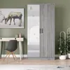 Woodpeckers Furniture And Mattress Mirrored 2 Door Wardrobe In Grey Color