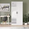 Woodpeckers Furniture And Mattress Mirrored 2 Door Wardrobe In White Color