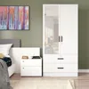 Woodpeckers Furniture And Mattress Mirrored 2 Doors Wardrobe & 2 Drawers 72" Tall In White