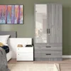 Woodpeckers Furniture And Mattress Mirrored 2 Doors Wardrobe & 2 Drawers 72" Tall