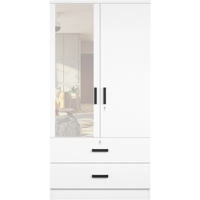 Woodpeckers Furniture And Mattress Mirrored Wardrobe With Drawers (white)