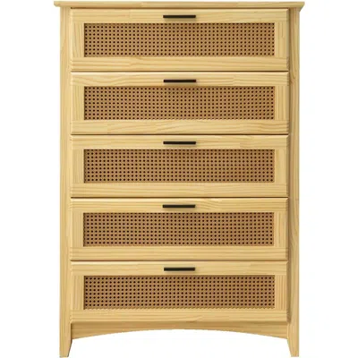 Woodpeckers Furniture And Mattress Pine Wood Chest With Rattan Drawers (natural) In Brown