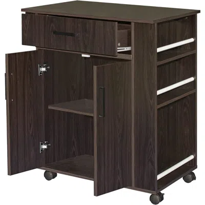 Woodpeckers Furniture And Mattress Shelby Rolling Kitchen Cart With Storage Cabinet In Multi