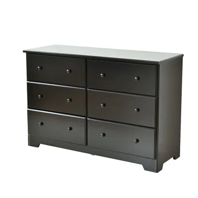 Woodpeckers Furniture And Mattress Solid Pine Wood 6 Drawer Double Dresser In Black