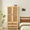 Woodpeckers Furniture And Mattress Solid Pine Wood Rattan Closet With 2 Drawers In Multi Color