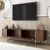 Woodpeckers Furniture And Mattress Tv Stand 71" With Gold Legs And Two Spacious Doors