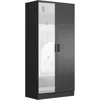 Woodpeckers Furniture And Mattress 2 Doors Wardrobe Mirrored Door In Black