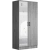Woodpeckers Furniture And Mattress Two Door Armoire Wardrobe With Mirror (grey)