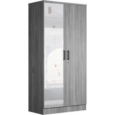Woodpeckers Furniture And Mattress Two Door Armoire Wardrobe With Mirror (grey)