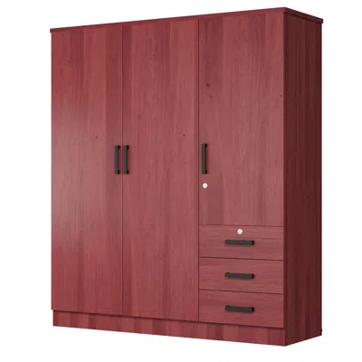 Woodpeckers Furniture And Mattress Violet Wardrobe Closet 3 Doors And 3 Drawers (mahogany)