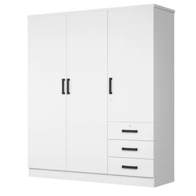 Woodpeckers Furniture And Mattress Violet Wardrobe Closet 3 Doors And 3 Drawers (white)