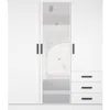 Woodpeckers Furniture And Mattress Violet Wardrobe Mirrored Door Closet 3 Doors And 3 Drawers (white) In White