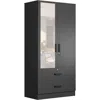 Woodpeckers Furniture And Mattress Wardrobe With Mirror & Drawers (black)