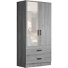 Woodpeckers Furniture And Mattress Wardrobe With Mirror & Drawers (grey) In Gray