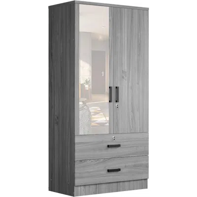 Woodpeckers Furniture And Mattress Wardrobe With Mirror & Drawers (grey)