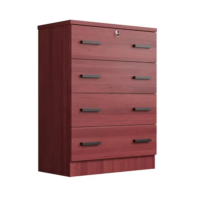 Woodpeckers Furniture And Mattress Wpfurniture 4 Drawer Chest Wooden Dresser With Lock (mahogany) In Red