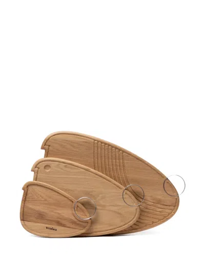 Woodsea Engraved Metal-ring Serving Board In Neutral