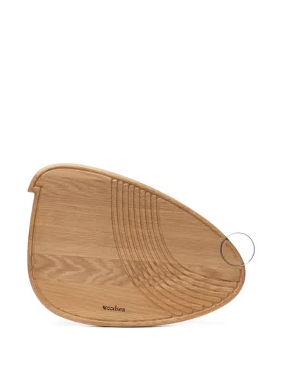 Woodsea Engraved Metal-ring Serving Board In Neutral