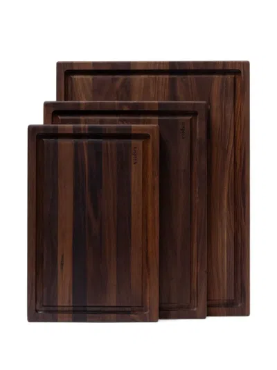 Woodsea Grooved Wooden Chopping Board (set Of Three) In Multi