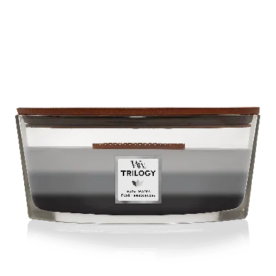 Woodwick Warm Woods Trilogy  Ellipse Trilogy Candles, 16 oz In Gray