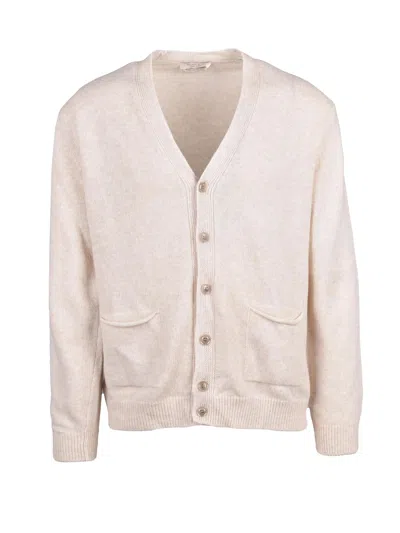 Wool & Co Beige Wool V-neck Cardigan In Multi