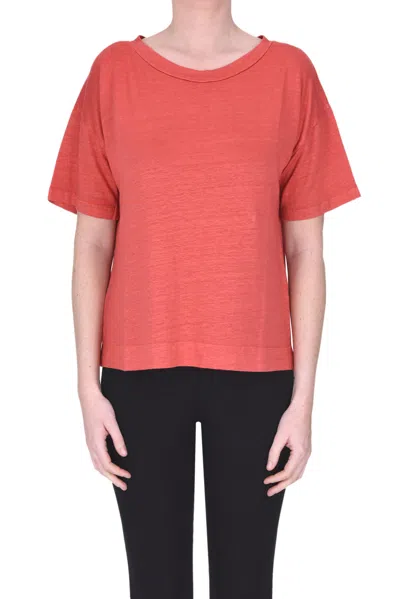 Wool & Co Linen T-shirt In Coral