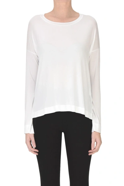 Wool & Co Long Sleeves Cupro T-shirt In White